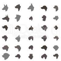 Dog head silhouette icon set Different dos breed sign