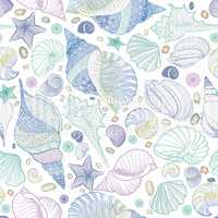 Seashell seamless pattern. Summer holiday marine background