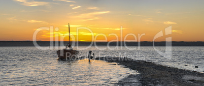 Old Abandoned Boat at Sunset