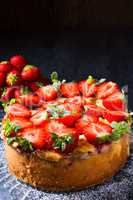 American strawberry cheesecake with mascarpone and cream cheese