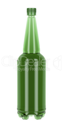 Green plastic bottle isolated on white