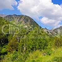 Picturesque mountain landscape,meadow, hiking trail and beautifu