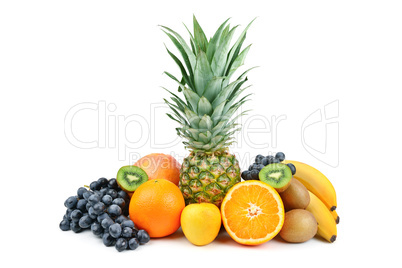 Set of fruits isolated on white background.