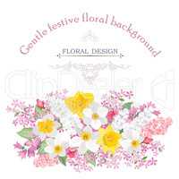 Flower bouquet. Floral frame. Summer greeting card background