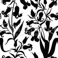 Floral seamless pattern. Flower lily silhouette background