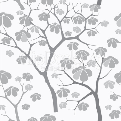 Tree seamless pattern. Japanese garden background. Nature decor