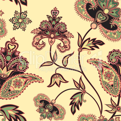 Flourish seamless pattern. Floral background. Wonderland flowers