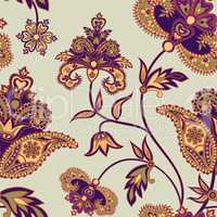 Flourish seamless pattern. Floral background. Wonderland flowers