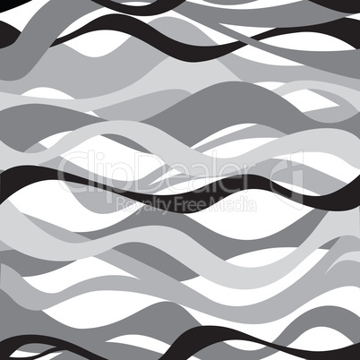 Wave seamless pattern. Black and white background