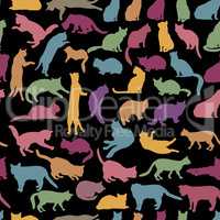 Cats seamless pattern. Kitten silhouettes. Pet backgroound