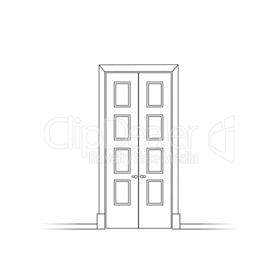 Closed door isolated. Doorway concept. Get away sign