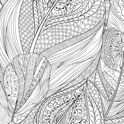 Abstract line seamless pattern Ornamental ethnic feather texture
