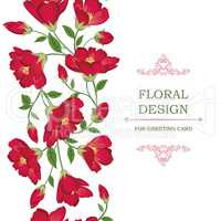 Floral seamless border pattern. Flower greeting card background.