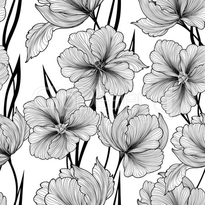 Floral seamless pattern. Flower background. Flourish garden texture