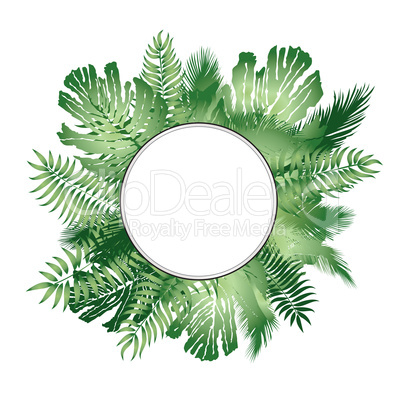 Floral background. Summer leaves flourish border Plam leaf frame