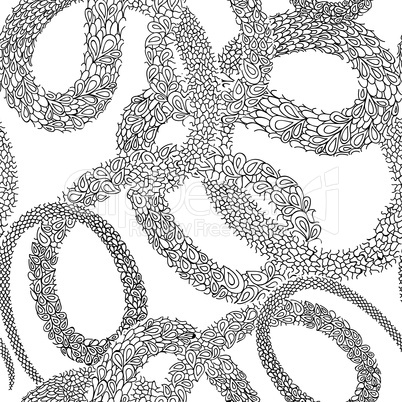 Abstract ornametal spiral snake seamless outline pattern