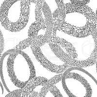 Abstract ornametal spiral snake seamless outline pattern