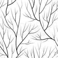 Floral seamless pattern. Branch without leaves tiled background.