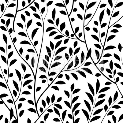 Floral leaves seamless pattern. Garden branch. Nature background