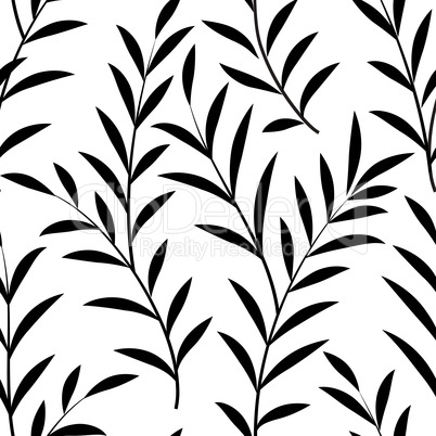 Floral leaves seamless pattern branch silhouette Nature background