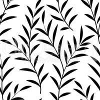 Floral leaves seamless pattern branch silhouette Nature background