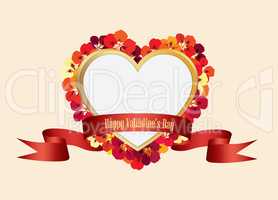 Love heart frame background. Romantic holiday greeting card