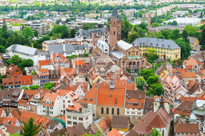 Picturesque view of the European city, the top view