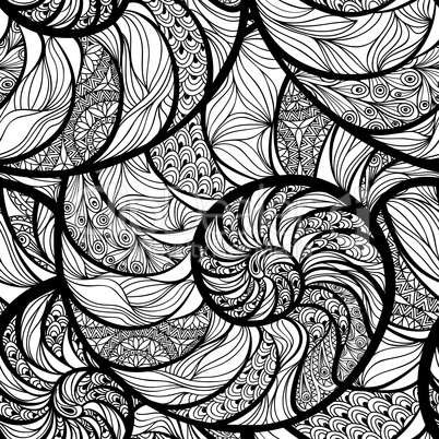 Abstract spiral seamless pattern. Wave nautilus marine backgroun