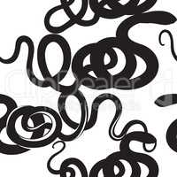 Abstract ornametal spiral seamless snake silhouette pattern