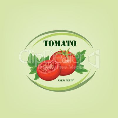 Tomato label. Vegetable logo. Retro sticker of naural product to