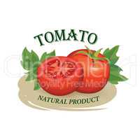 Tomato label. Vegetable logo. Retro sticker of naural product to