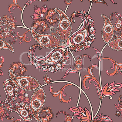Floral seamless background. Oriental ornament. Flower pattern.