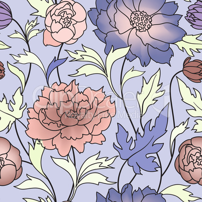 Floral seamless pattern. Flower background. Flourish garden text