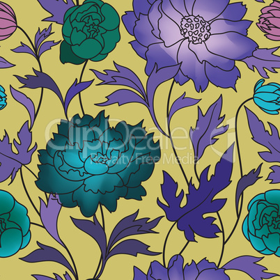 Floral seamless pattern. Flower background. Flourish garden text