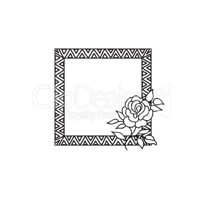 Floral frame with summer flowers. Floral bouquet with rose. Vint