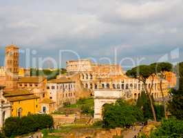view on the Colosseum from the Palatine Hill, ancient Rome Italy