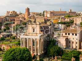 view on the Roman Forums from the Palatine Hill, ancient Rome Italy