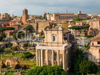 view on the Roman Forums from the Palatine Hill, ancient Rome Italy