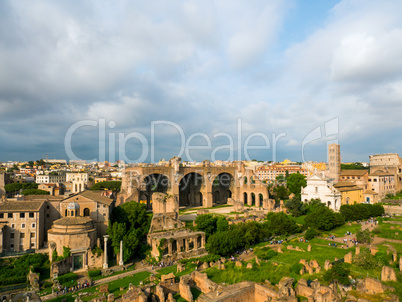 view on the Roman Forums from the Palatine Hill, ancient Rome Italy