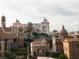 view on Palazzo Venezia from the Palatine Hill, ancient Rome Italy