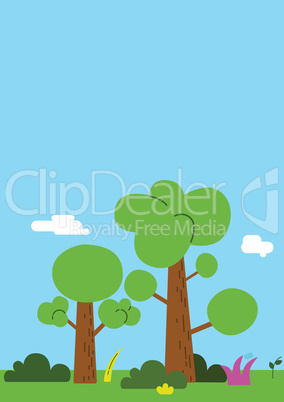 illustration of a tree in a park in flat style