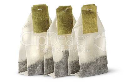 Three tea bags with labels
