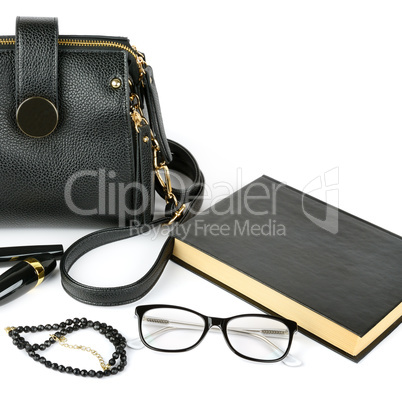 Elegant set of accessory for women. Free space for text.