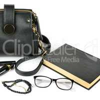 Elegant set of accessory for women. Free space for text.