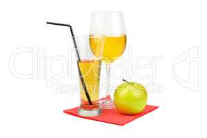 apple juice in glass isolated on white background