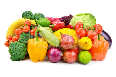 Fruits and vegetables isolated on a white background.