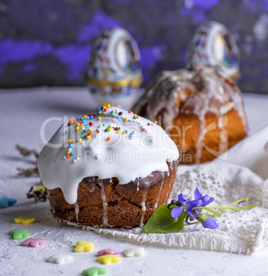 traditional Easter baking of Ukraine with white sugar icing
