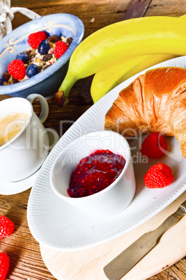 a fresh and tasty delicious croissant breakfast