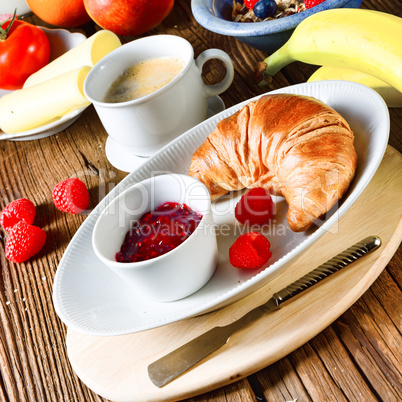 a fresh and tasty delicious croissant breakfast