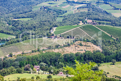 Picturesque  aerial view at Tuscany landscape in summer
